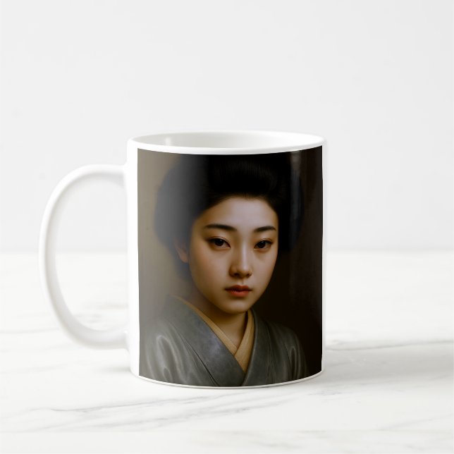 Caneca De Café Retrato de Elegância Geisha (Esquerda)