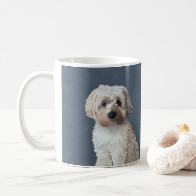 Caneca De Café retrato de estimação de cão Shorkie (Com Donut)