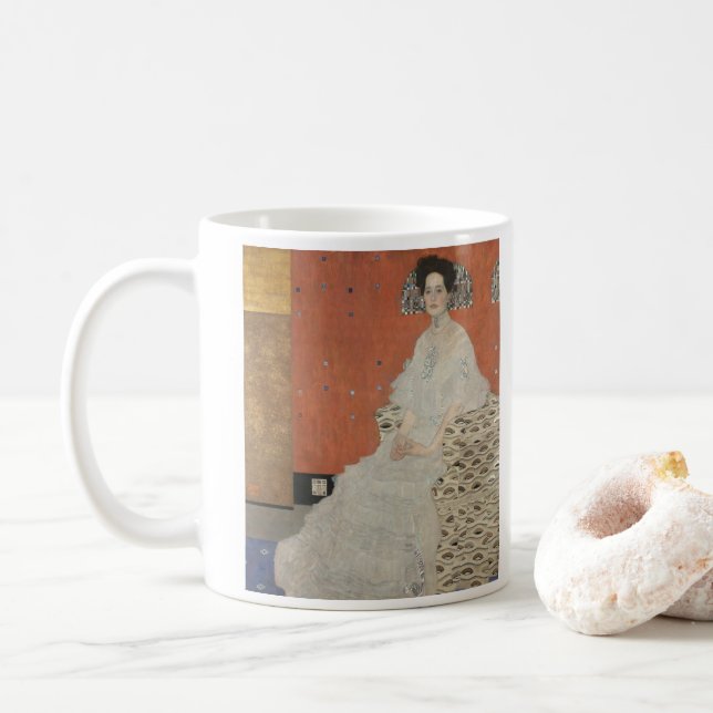 Caneca De Café Retrato de Fritza Riedler por Gustav Klimt (Com Donut)