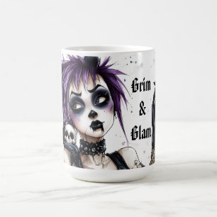 Caneca De Café Retrato de Garota Gótica - Sombrio & Glam