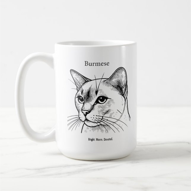 Caneca De Café Retrato de Gato Birmanês (Esquerda)