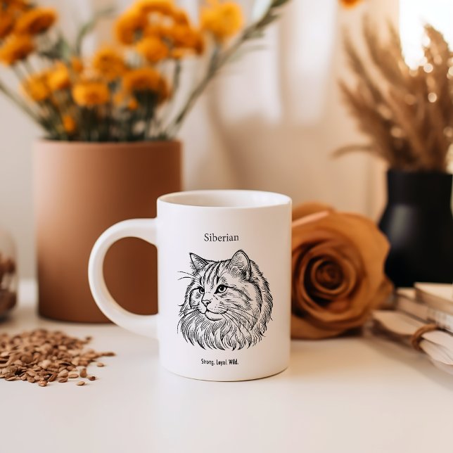Caneca De Café Retrato de Gato Siberiano (Criador carregado)