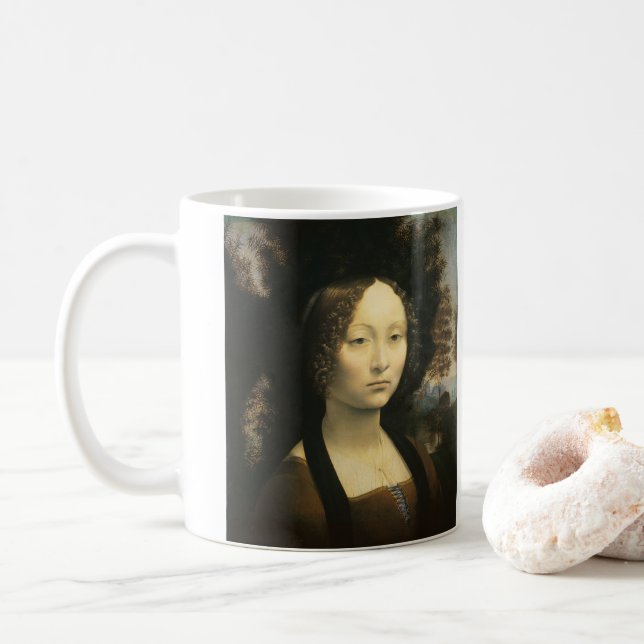 Caneca De Café Retrato de Ginevra Benci, de Leonardo da Vinci (Com Donut)