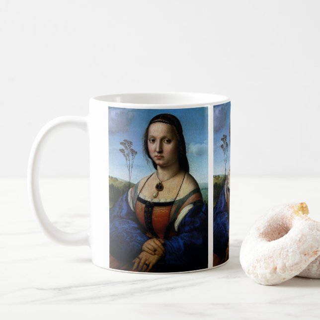 Caneca De Café Retrato de Maddalena Doni por Raphael Sanzio (Com Donut)