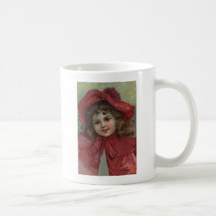 Caneca De Café Retrato de menina com chapéu vermelho infantil vit
