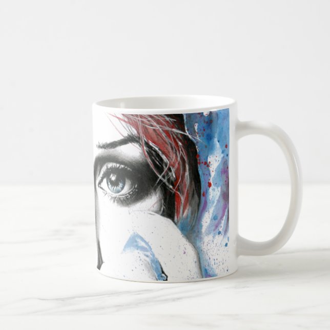 Caneca De Café Retrato de moça Olhos Bonito Imagem de pintor de a (Direita)
