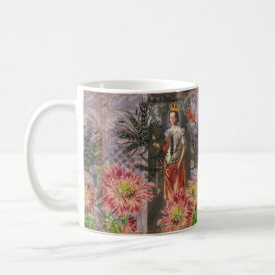 Caneca De Café Retrato de Mulher de Virgem Antigo Colorido Rico