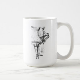 Caneca De Café Retrato de Piano abstrato