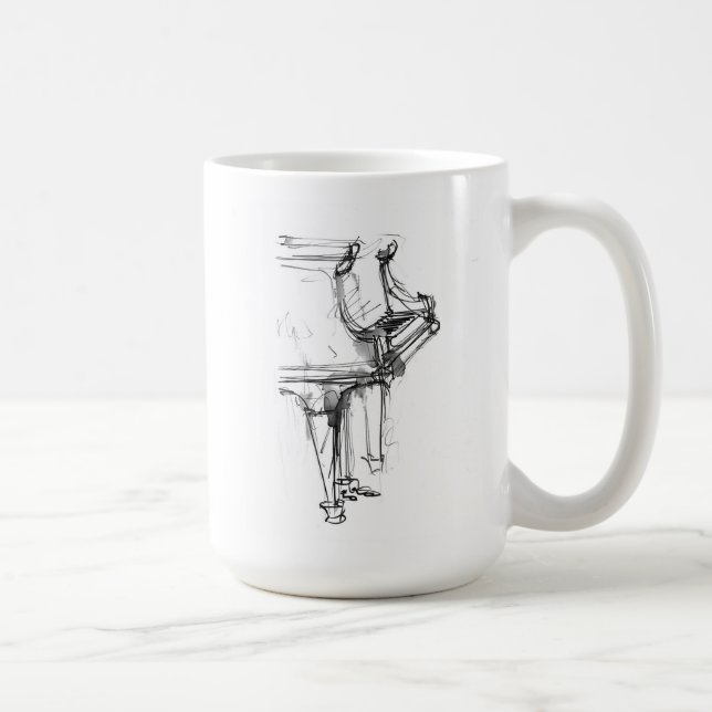 Caneca De Café Retrato de Piano abstrato (Direita)