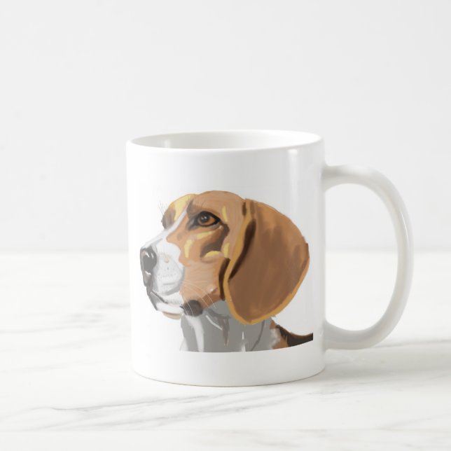 Caneca De Café Retrato de uma Cabeça de Beagle (Direita)