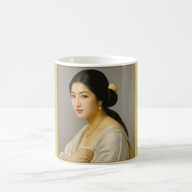 Caneca De Café Retrato de "Yuki Mori" de Mulher de Arte Legal (Centro)