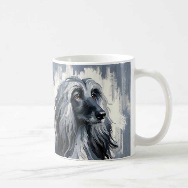 Caneca De Café Retrato do Galgo Afegão Cinza (Direita)