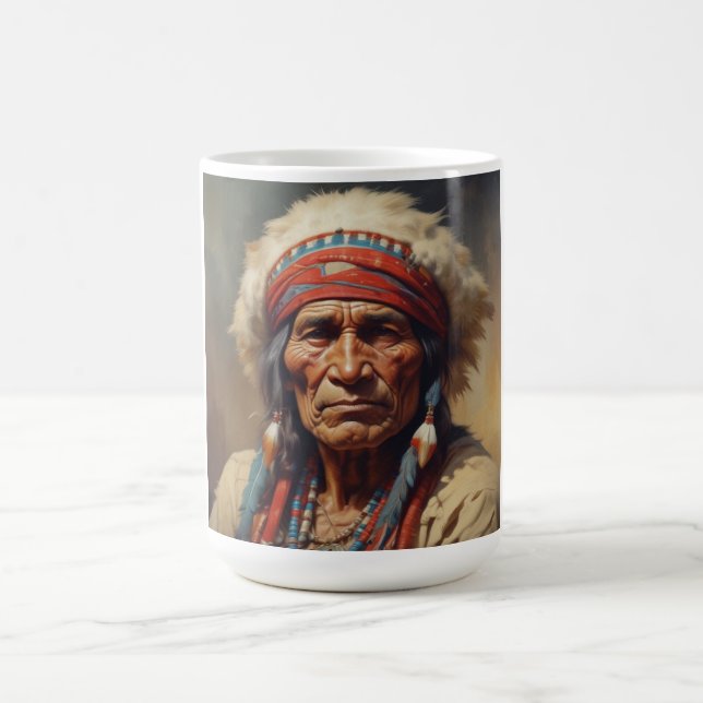 Caneca De Café Retrato do guerreiro-chefe indiano Geronimo (Centro)
