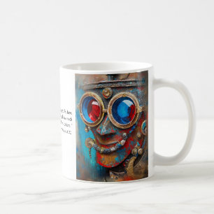 Caneca De Café Retrato do Homem de Lata Steampunk com Citação