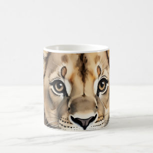 Caneca De Café Retrato do Leão de Bebê Bonito na Selva Minimalist