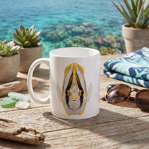 Caneca De Café Retrato do Peixe-Anjo com Listras Amarelas