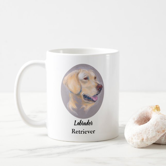 Caneca De Café Retrato do Retriever Labrador Amarelo Personalizad (Com Donut)