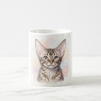Caneca De Café Retrato em Aquarela de Gato Devon Rex