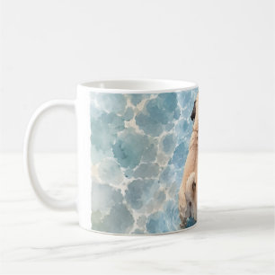 Caneca De Café Retrato em Aquarela de Pug Fofo
