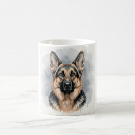 Caneca De Café Retrato em Aquarela do Pastor Alemão