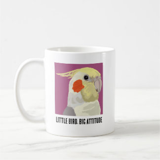 Caneca De Café Retrato engraçado de um pequeno pássaro cockatiel