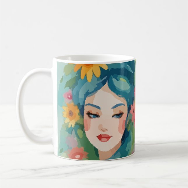 Caneca De Café Retrato Floral Daydreit (Esquerda)