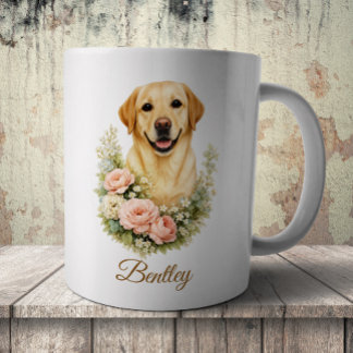 Caneca De Café Retrato Floral de Labrador