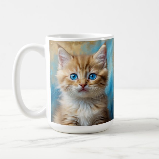 Caneca De Café Retrato Gato Adorável (Esquerda)