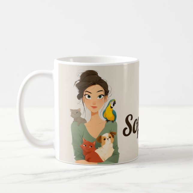Caneca De Café Retrato Louco de Pet Lover (Esquerda)