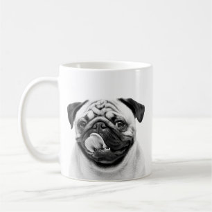 Caneca De Café Retrato Minimalista de Pet Personalizado P&B
