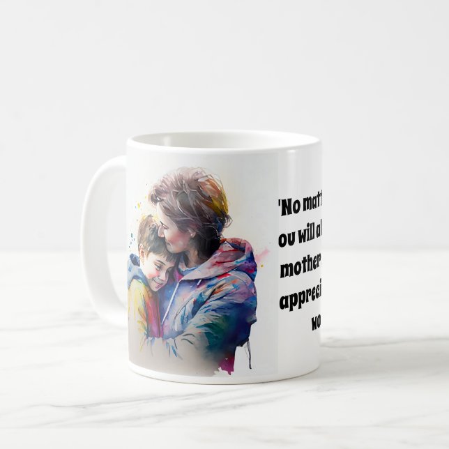 CANECA DE CAFÉ RETRATO PERSONALIZADO DE MOM E FILHO (Frente Esquerda)