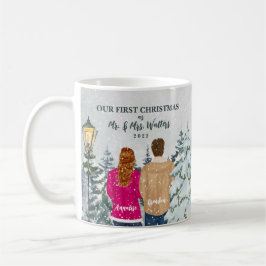Caneca De Café Retrato Personalizado Nosso Primeiro Natal Casado