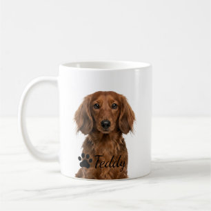 Caneca De Café Retrato Personalizado Realista de Dachshund em Can