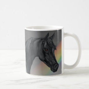 Caneca De Café Retrato preto árabe sobre cavalos