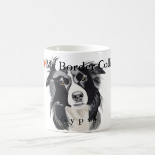 Caneca De Café Retrato preto e branco de border collie