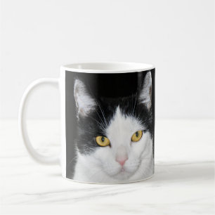 Caneca De Café Retrato preto e branco do gato