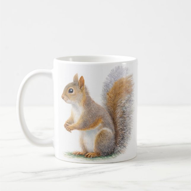 Caneca De Café Retrato Realista de Esquilo (Esquerda)