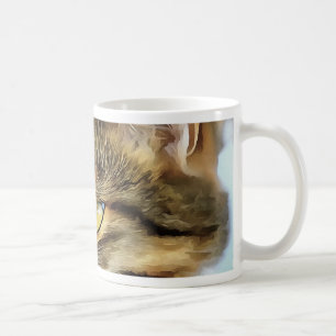 Caneca De Café Retrato Realista de Pet Realista do Calico Olhado