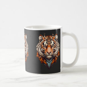 Caneca De Café Retrato tigre, cor laranja design minimalista