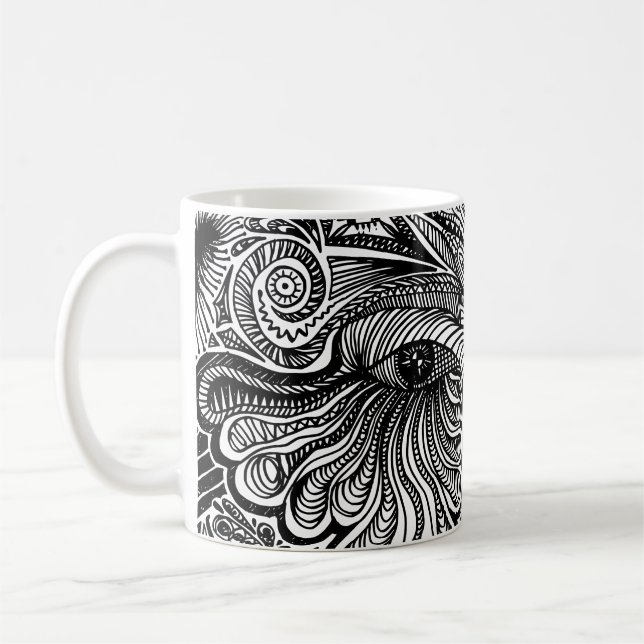Caneca De Café Retrato Trippy (Esquerda)