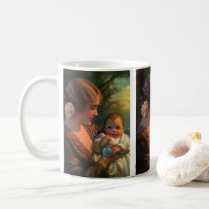 Caneca De Café Retrato Vintage do Dia das Mães, Mãe e Bebê