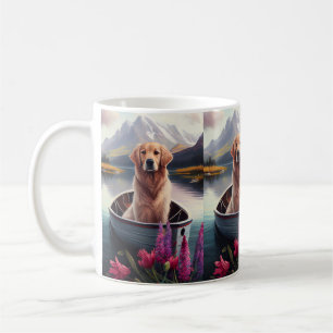 Caneca De Café Retriever de ouro em um remo: Uma aventura cênica