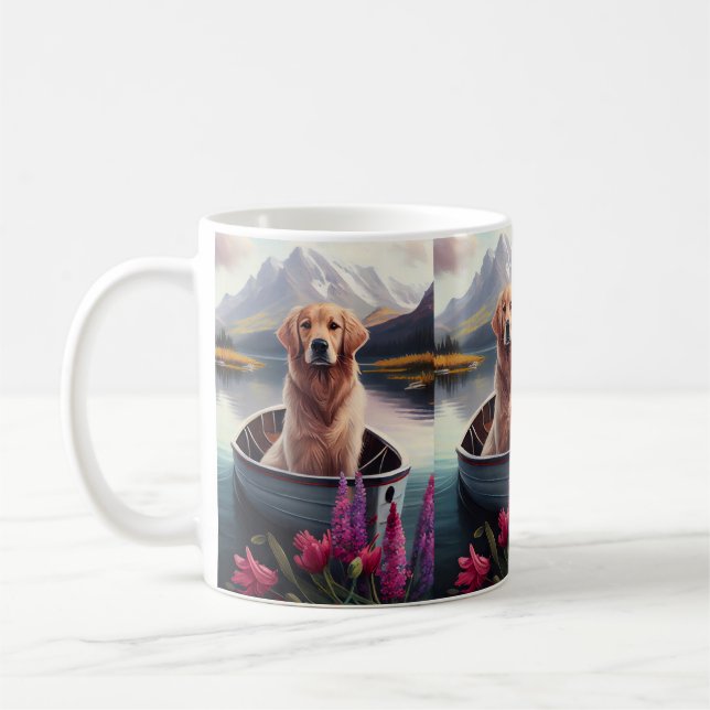Caneca De Café Retriever de ouro em um remo: Uma aventura cênica (Esquerda)