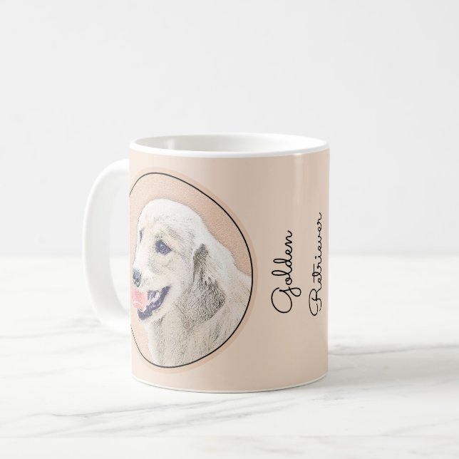 Caneca De Café Retriever ouro com pintura de cachorro de Tênis (Frente Esquerda)