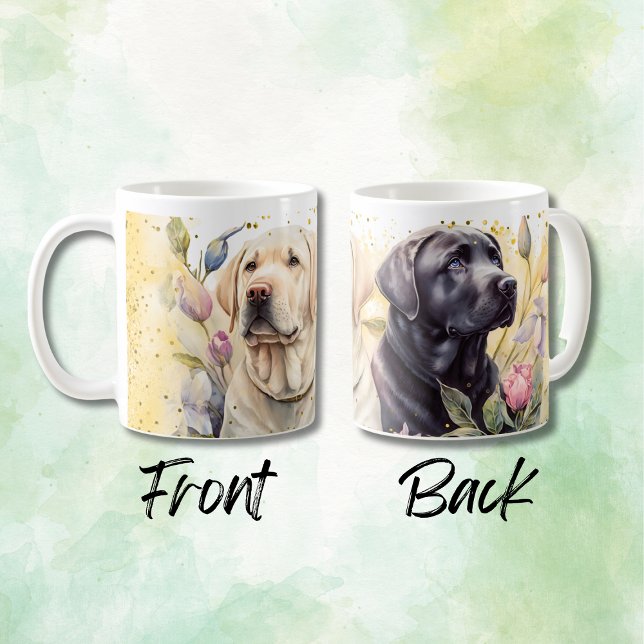 Caneca De Café Retrievers do Labrador Amarelo e Preto (Criador carregado)