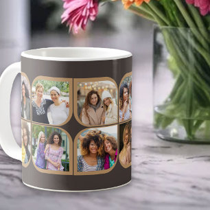 Caneca De Café Retro 12 Foto Rodinha Flor Pétala Marrom