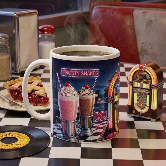 Caneca De Café Retro 1950s Diner Neon (Criador carregado)