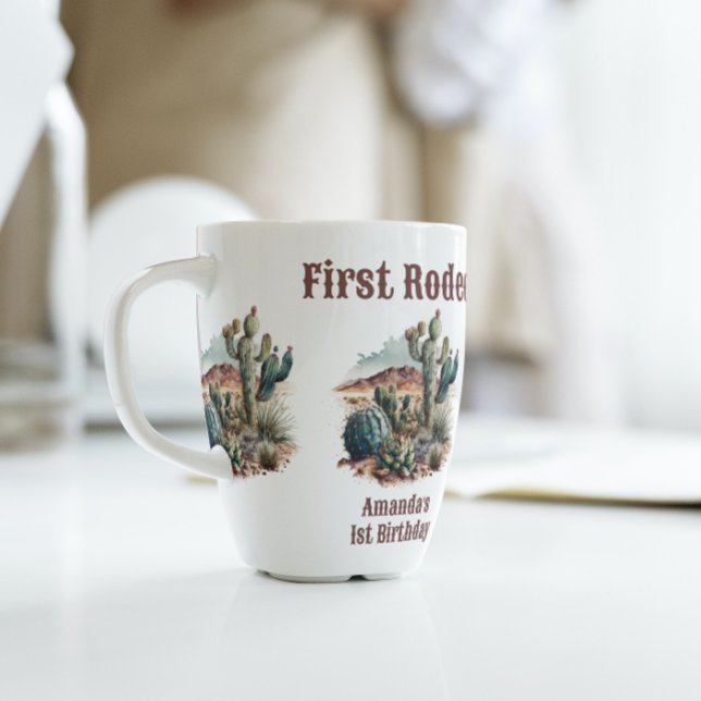 Caneca De Café Retro 1rua Primeiro Rodeio Oeste Cactus Aniversári (Criador carregado)