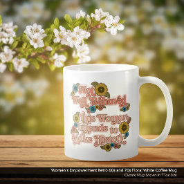 Caneca De Café Retro 60s e 70s Floral White