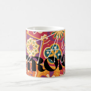 Caneca De Café Retro 70s Floral Patchwork Fique ForteAbrace as v